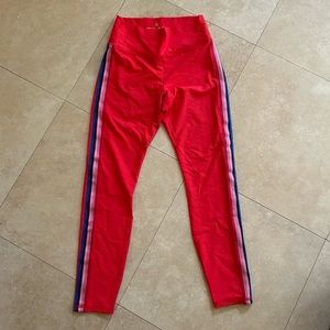 Spiritual Gangster Essential Red Rainbow-Stripe Leggings
